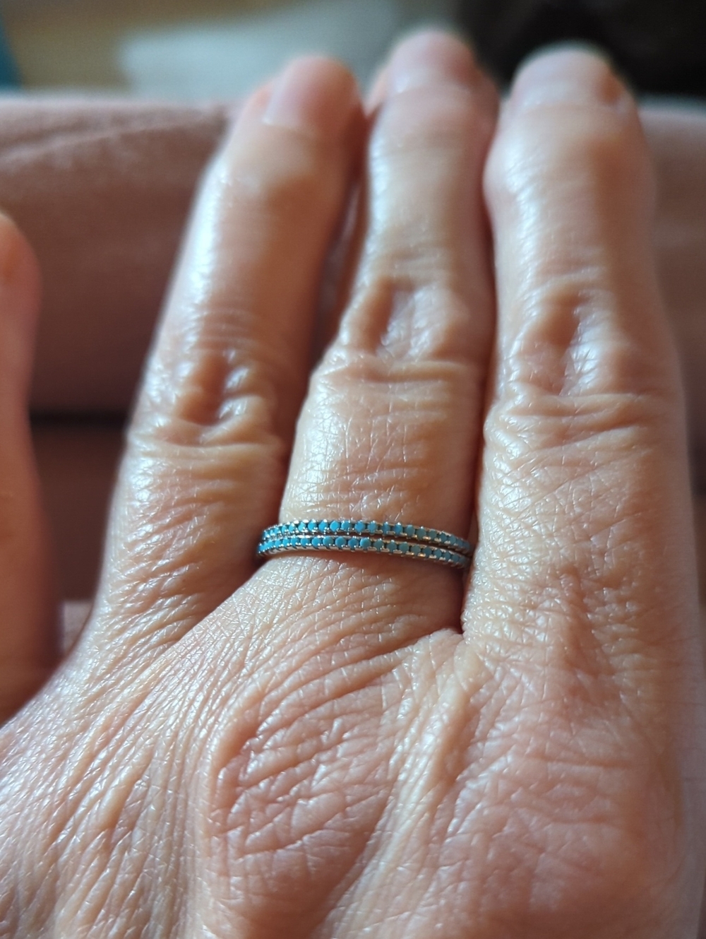 Delicate Turquoise Stackable Band Ring - Women's Jewelry